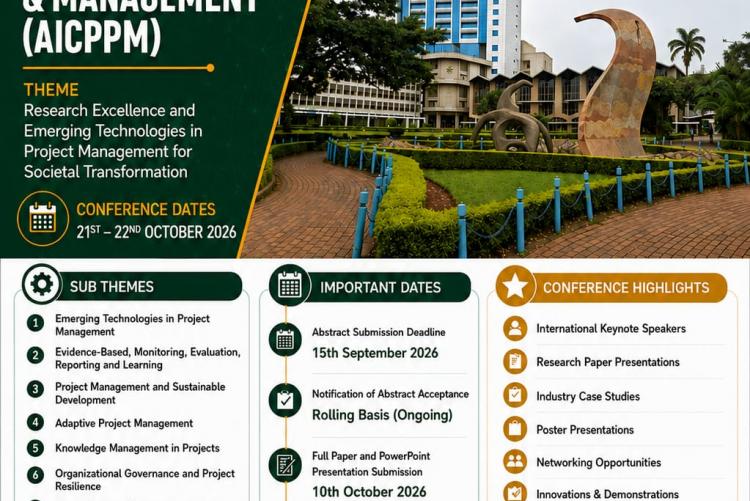 The University of Nairobi, Faculty of Business and Management Sciences, Department of Management Science & Project Planning, warmly invites you to participate in the 8th Annual International Conference on Project Planning and Management (AICPPM) 2026